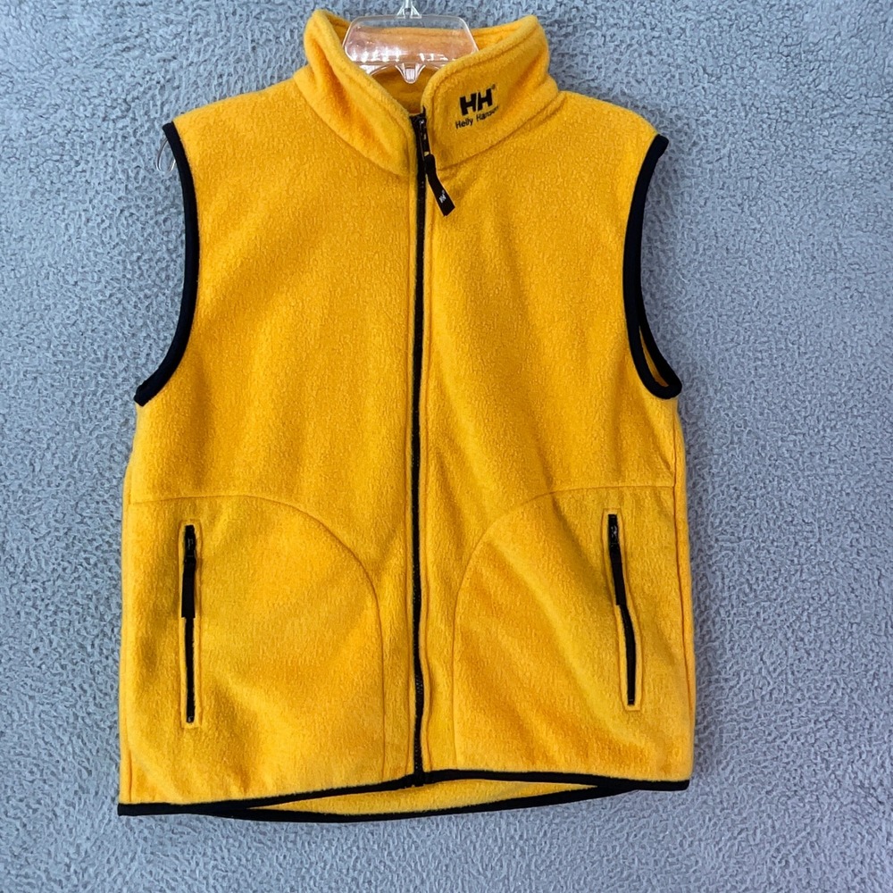 Helly Hansen Fleece Vest Mens Medium Yellow Excellent Full Zip Gorpcore Logo USA